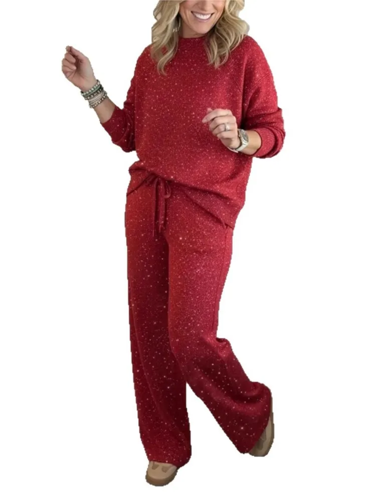 أزياء عارضة البلوز 2 قطعة مجموعات الخريف الساطع رياضية دعوى المرأة طويلة الأكمام فضفاضة الرياضة الرباط السراويل دعوى الإناث #6