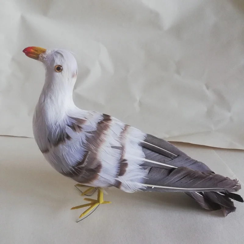 About 27cm Feathers Seagull Sea Bird Model Polyethylene& Feathers Seagull Bird Prop Home Decoration Toy Xmas Gift B2015