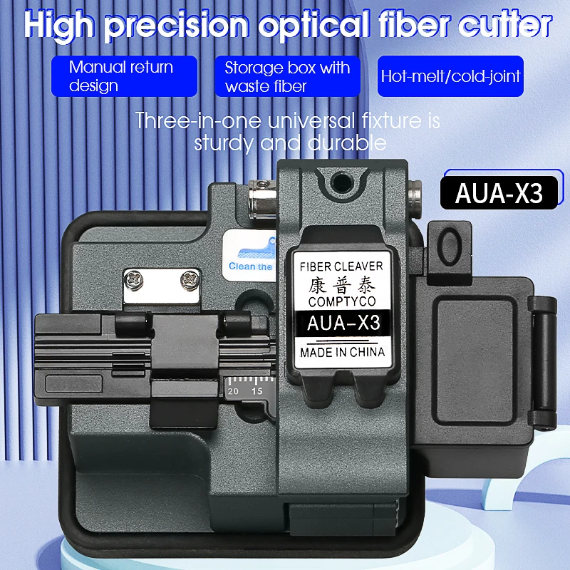 

COMPTYCO AUA-X3 Fiber Cleaver FTTH Fiber Optic Cutter FTTH Fiber Cable Cutter Knife Tools 24 Surface Blade Manual Knife Return