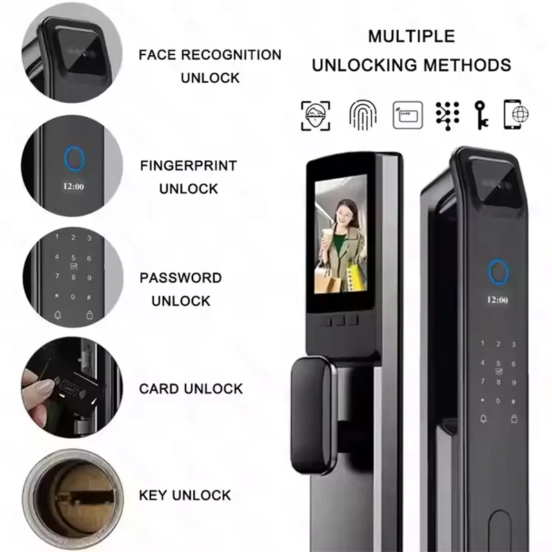 Smart Lock, 3D Face Recognition Unlock Digital Door Lock With Camera FInrprint Password Unlock Keyless Electronic Door Lock with