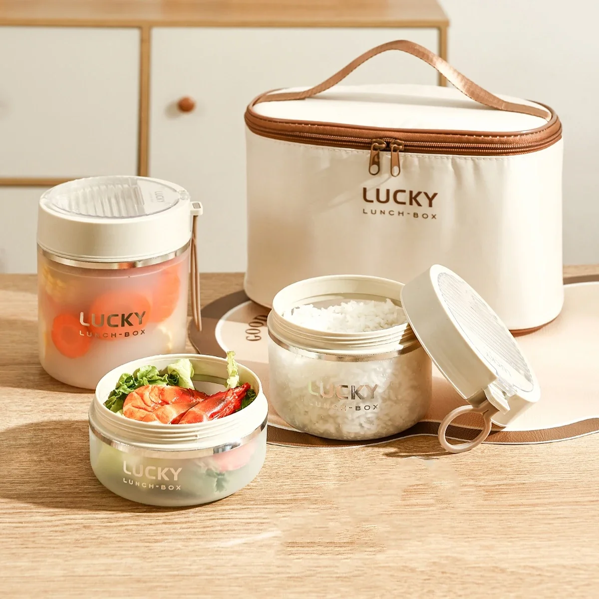 Fiambrera Bento de plástico portátil con vajilla plegable, contenedor de comida para ensalada de frutas a prueba de fugas para niños, estudiantes, apto para microondas