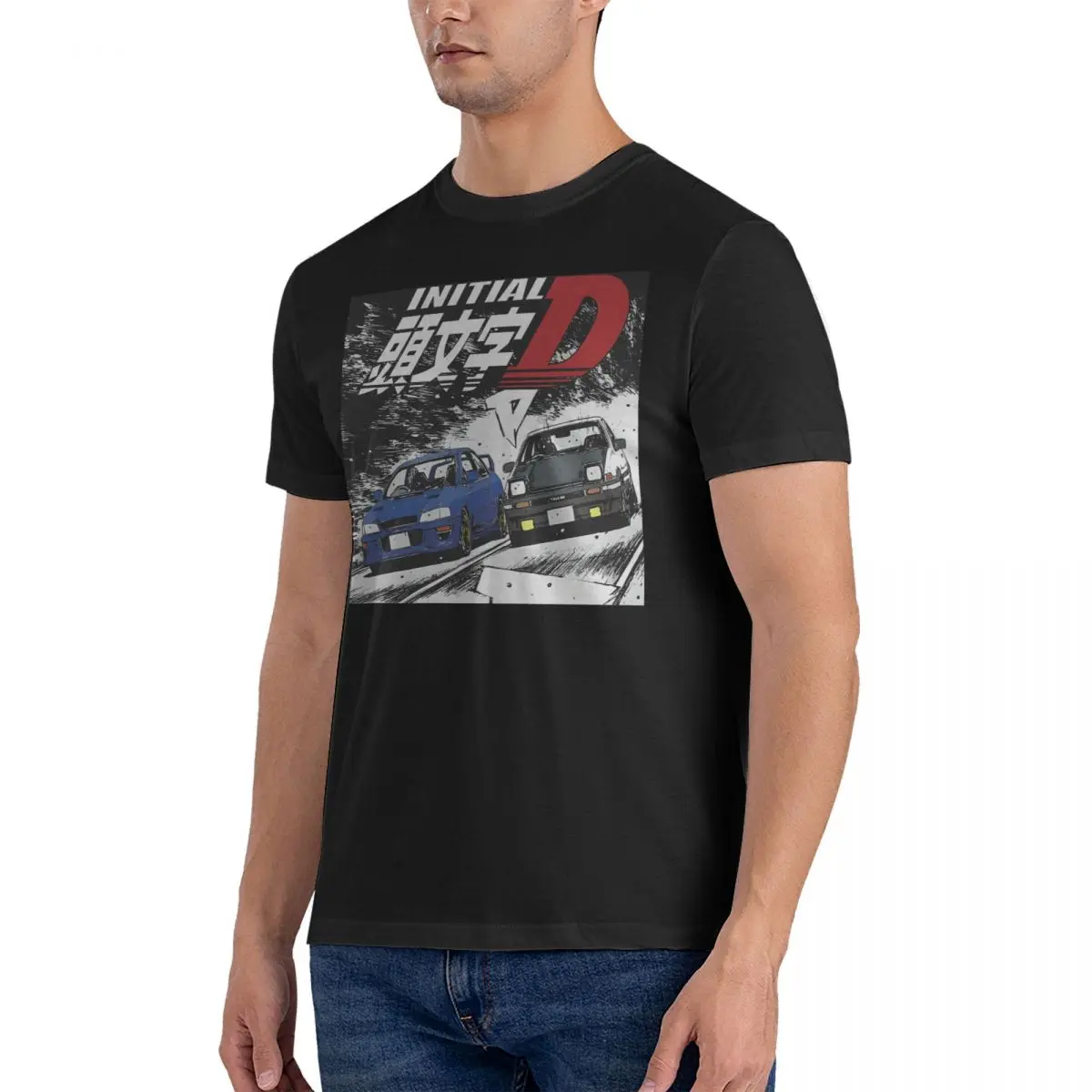 Fun T Shirt for Men Pure Cotton Hipster T-Shirt Crew Neck I-Initial D Tee Shirt Short Sleeve Clothing Graphic image 2