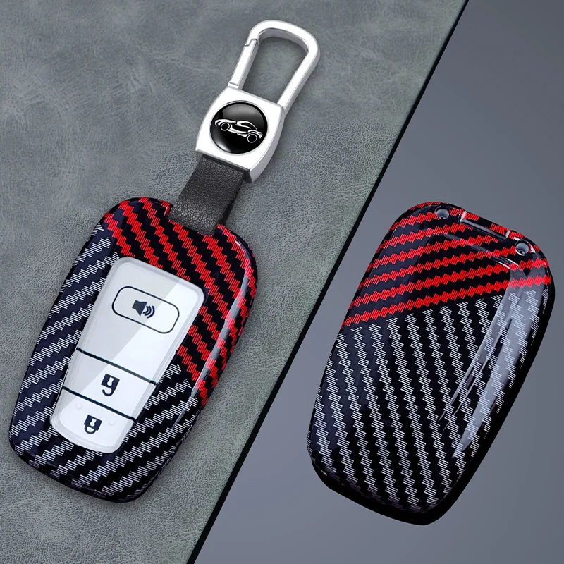 

For Toyota Camry CHR Corolla RAV4 Avalon Land Cruiser Prado Prius Carbon Fiber Smart Remote Key Fob Case Cover Keychain Holder