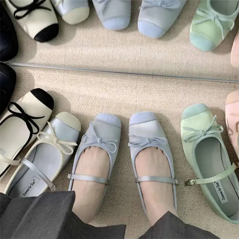 

Женские балетки, атласные балетки с квадратным носком, Zapatos Mujer, обувь Мэри Джейн для женщин