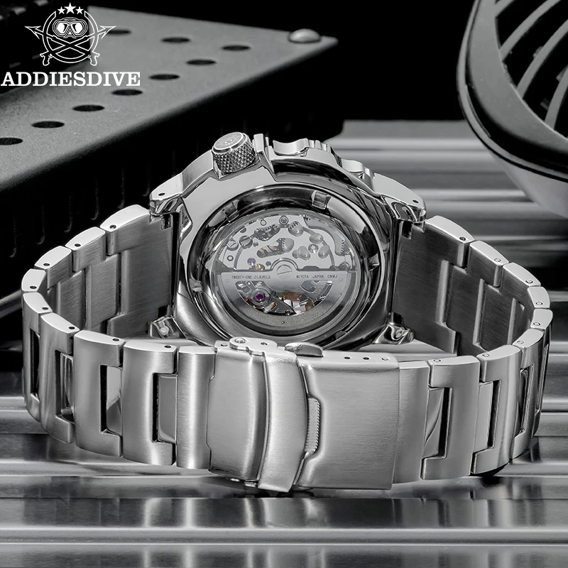 ساعة أديدس ديف الفاخرة للرجال هيكل عظمي أوتوماتيكية زجاج الياقوت BGW9 ساعة غواص مضيئة 200 متر ساعات ميكانيكية تناظرية للرجال