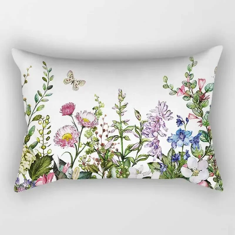 Tropical Flower Plant Bed Pillowcase Travel Bedroom Rectangular Small