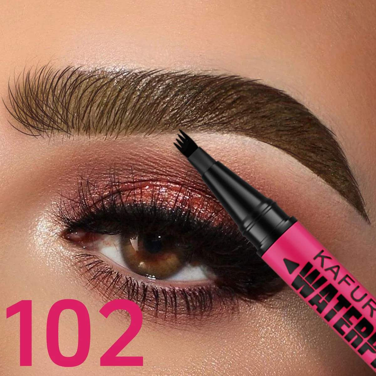 3-kleuren waterdichte wenkbrauwpen, microblading wenkbrauwpotlood met 4 gespleten koppen, natuurlijk ogende wenkbrauwen oogmake-up cosmetica geschenken