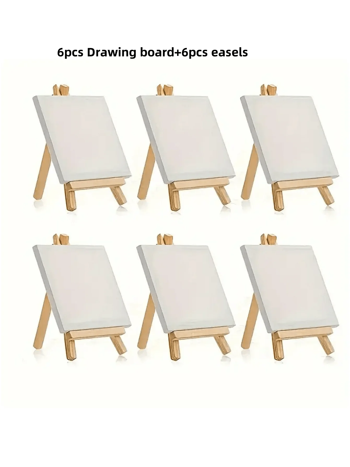 27pcs/Set (6pcs Canvas + 6pcs Easel + 10pcs Paint Brushes + 5pcs Palette) Painting Supplies Kit, Blank White Mini Canvas, Wooden Easel, Brushes, Palette For DIY & Watercolor Painting Practice, Easy To Clean And Reuse,Back To School SS25012435615639366