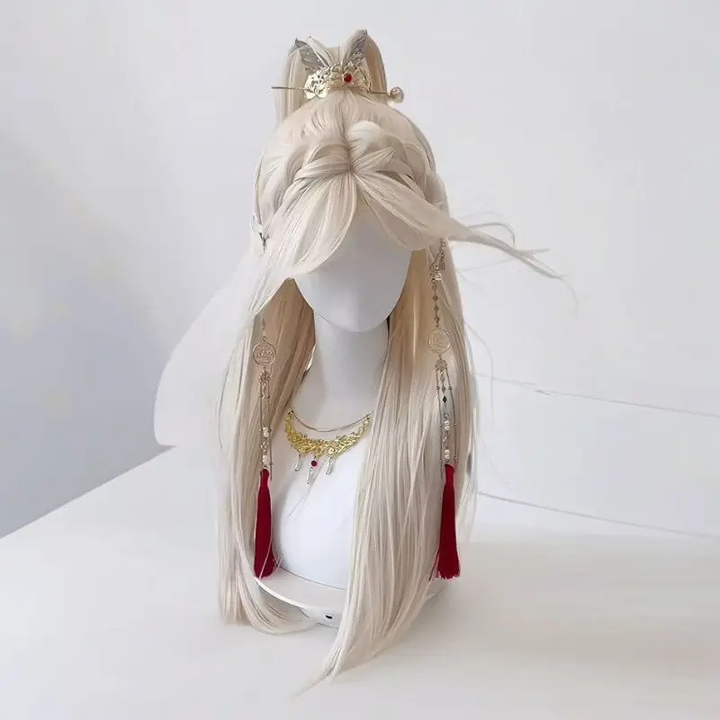 ‌Blonde Straight Wig - Natural Looking Middle Part Hairpiece Kpop Idol Style High Quality Synthetic Full Wig for Women Daily Use