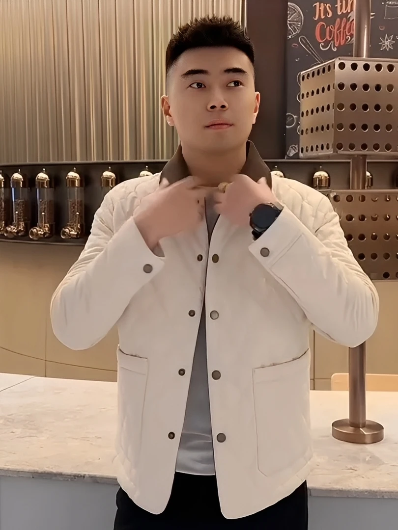 

Men's Faion Slim Fit Collared Jaet 2025 Autumn Winter New Sle Comfortable Korean Version Trendy Versatile Casual Polyester