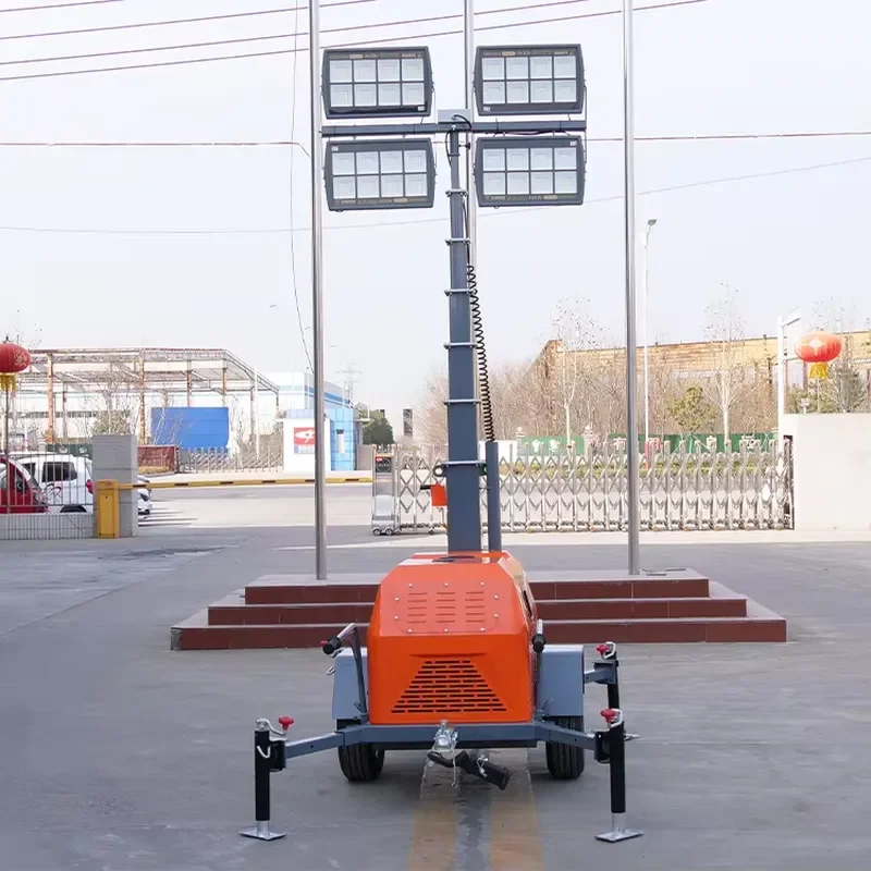 YWM Certificate Outdoor Construction Night Lighting LED Metal Halide Portable Mobile Light Tower with High Mast