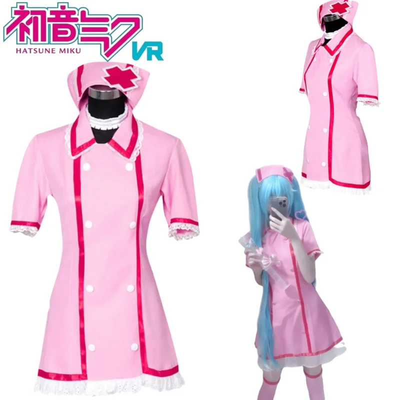 

Hatsune Miku Cosfu Cartoon Hatsune Miku Nurse Uniform Skirt Full Set of Accessories Anime Peripherals Holiday Gifts Comic Con