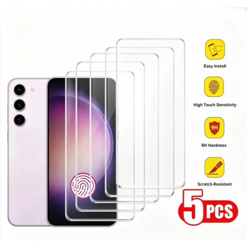 5PCS HD Screen Protector for Samsung S23 S26 A55 A35 A54 S25 Tempered Glass for Samsung S24 S21 S22 Galaxy S24 Ultra S23 FE