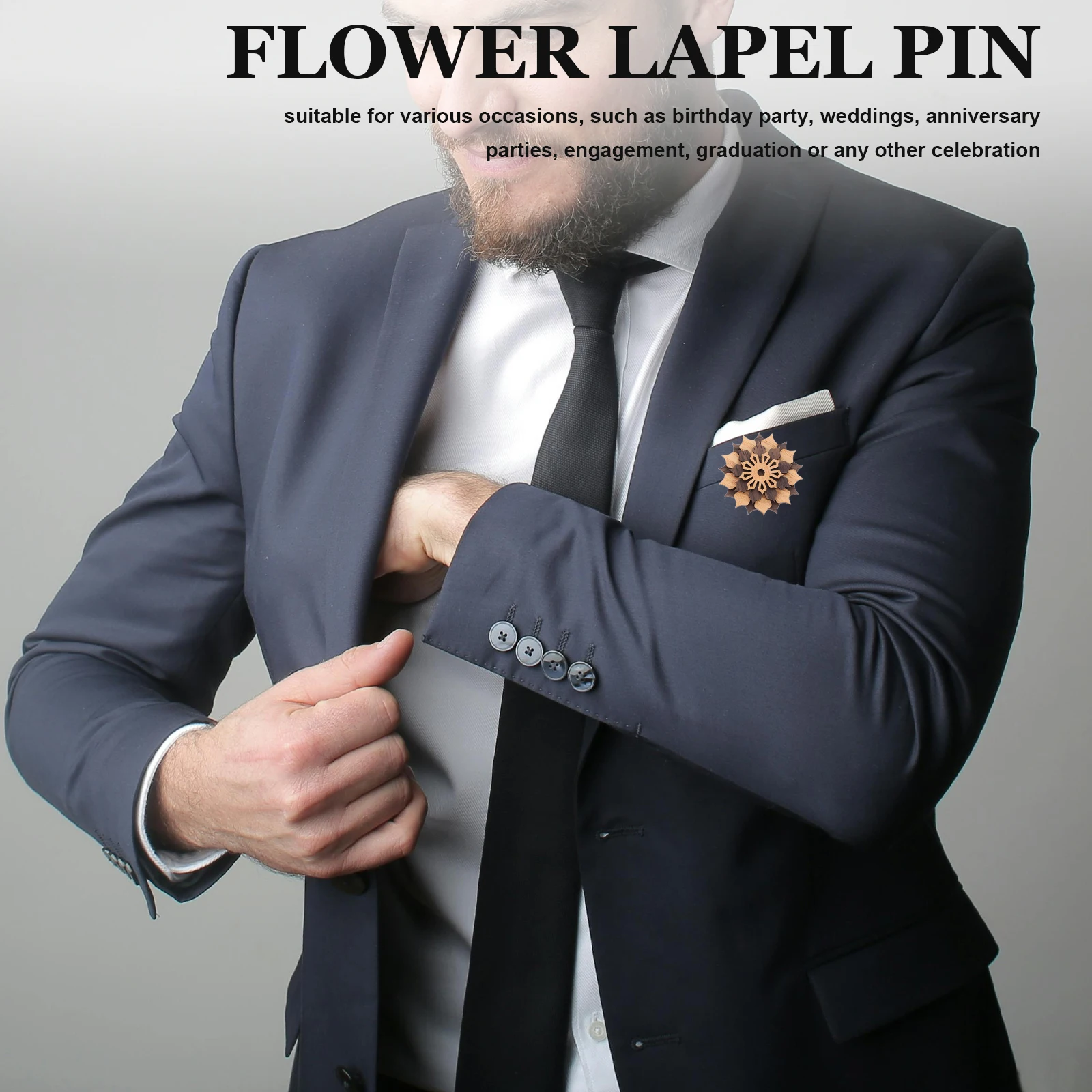 

Pearl Alloy Brooch Large Flower Pin Wooden Boutonniere Pins for Men Suits Vintage Lapel Accessories Wedding Prom Jewelry