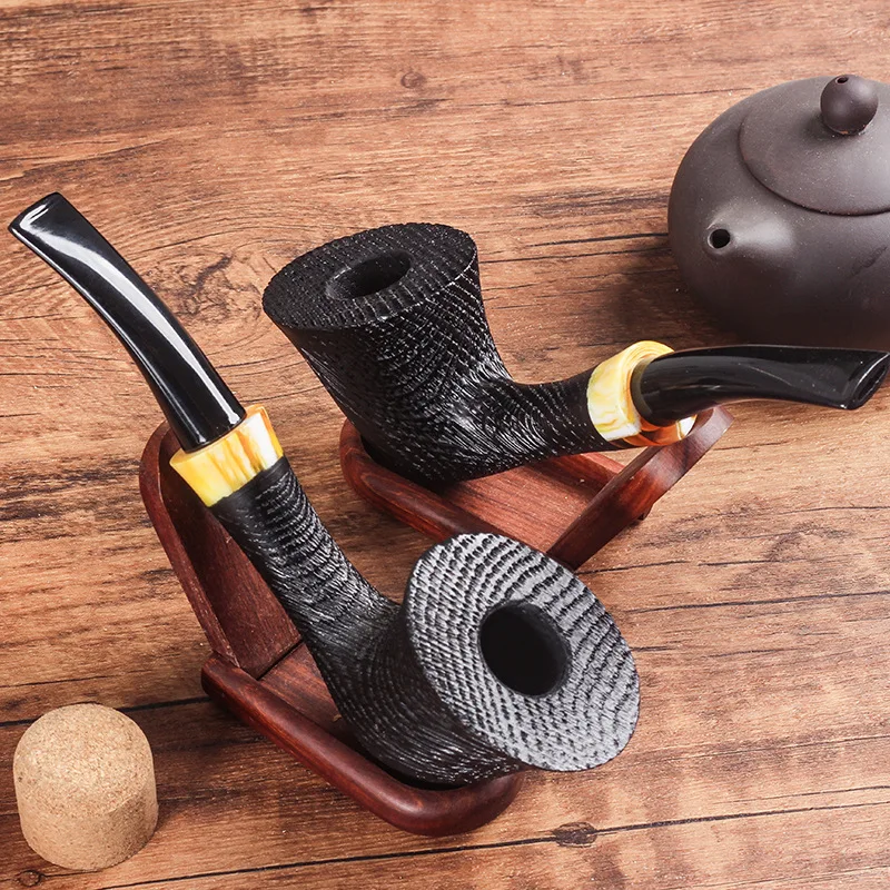 Pipe Handmade Tobacco Pipe 9MM Filtered Solid Wood Tobacco Pipe Dry Tobacco Pouch Men's Tobacco Set