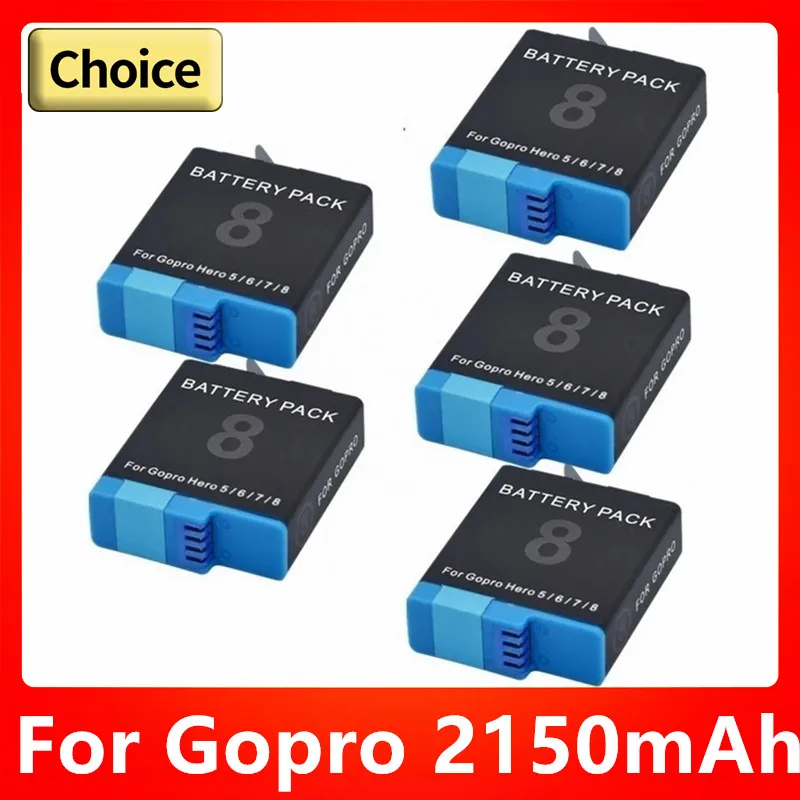 Gopro 8, 7, 6, 5, bateria de 2150mAh, com 4-slots, carregador led, gopro hero 8, hero 7, 5, 6, go pro acessórios