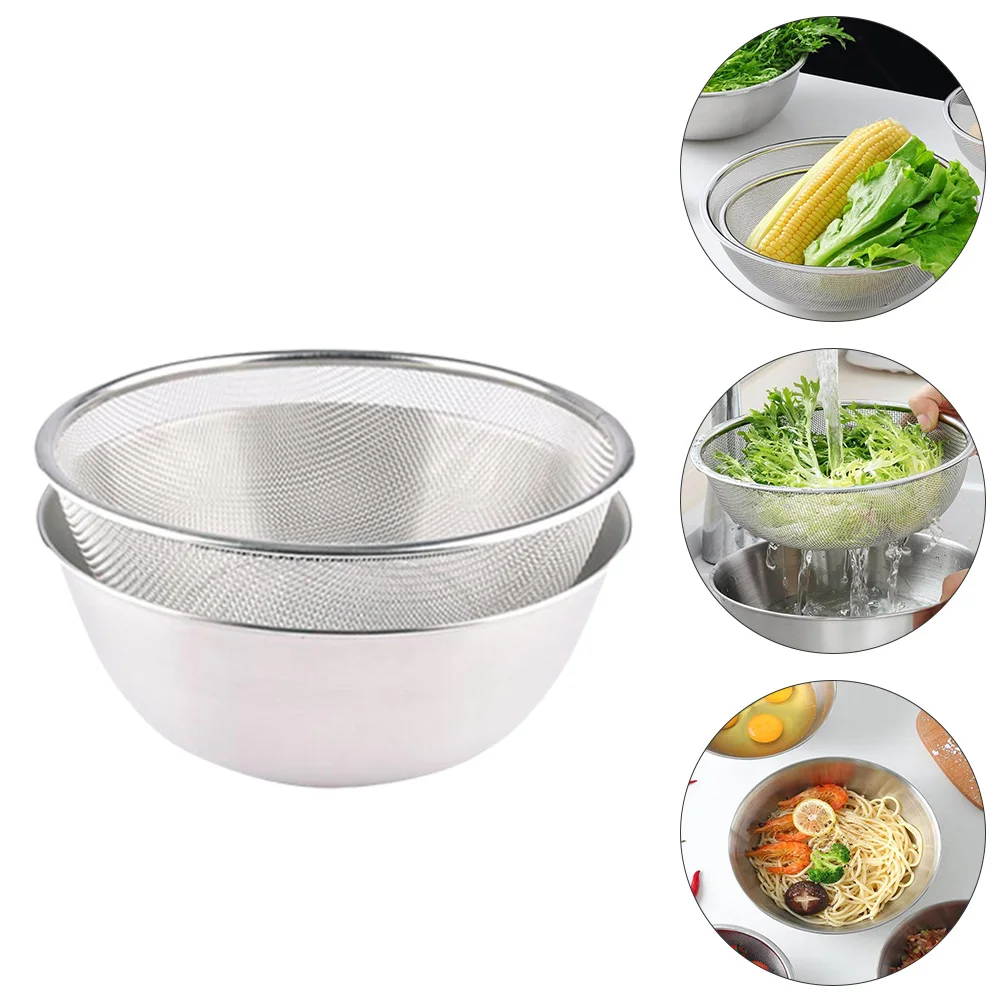 

Kitchen Draining Basket Accessories Rice Strainer Silver Stainless Steel Washer