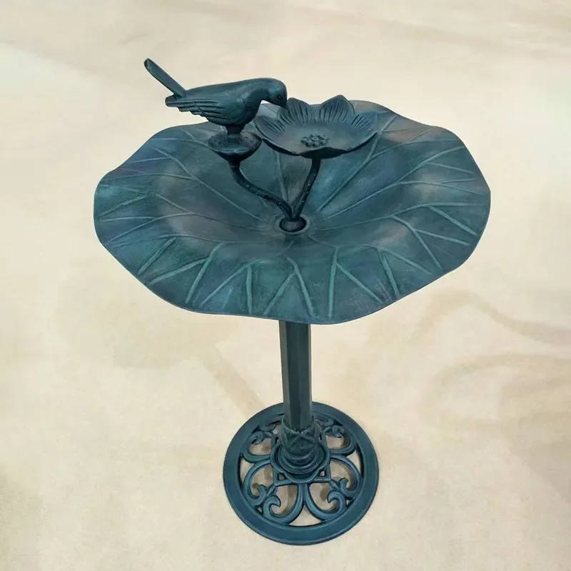 Large Cast Aluminum Bird Feeder Outdoor Garden Decoration Iron Food Basin for Home Hotel Villa Animal Floor Ornament