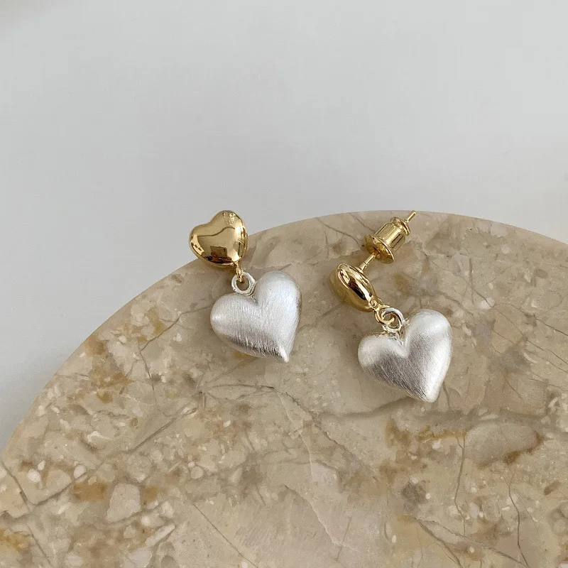 VENTFILLE 925 Sterling Silver Earring for Women Girl Love Heart Frosting Temperament Korean Banquet Jewelry Gift Dropshipping