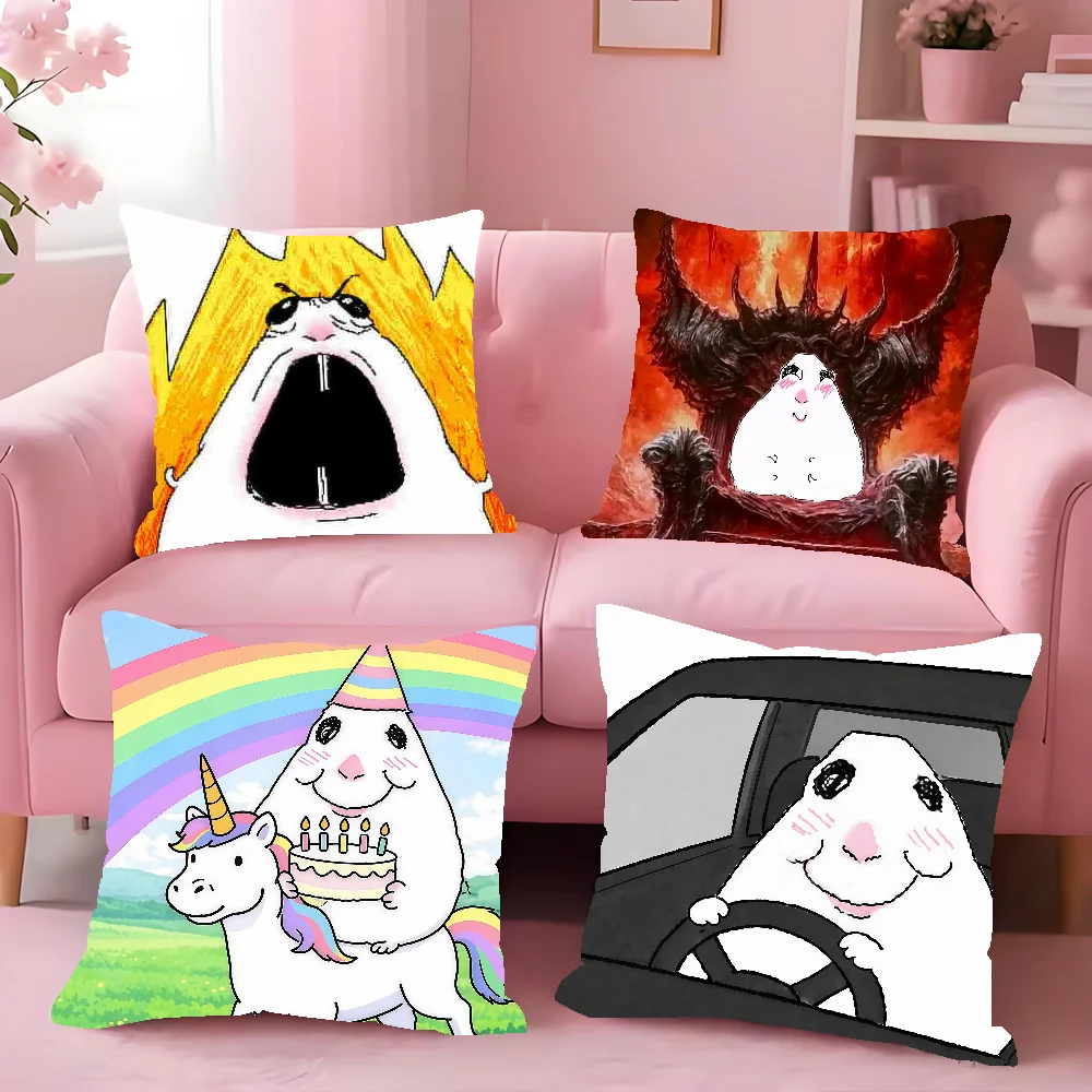 Hamster Meme Cute Mouse Cushion Cover Square Double-Sided Printing Sofa Cushion Cover Pillowcase Bedroom Bedside