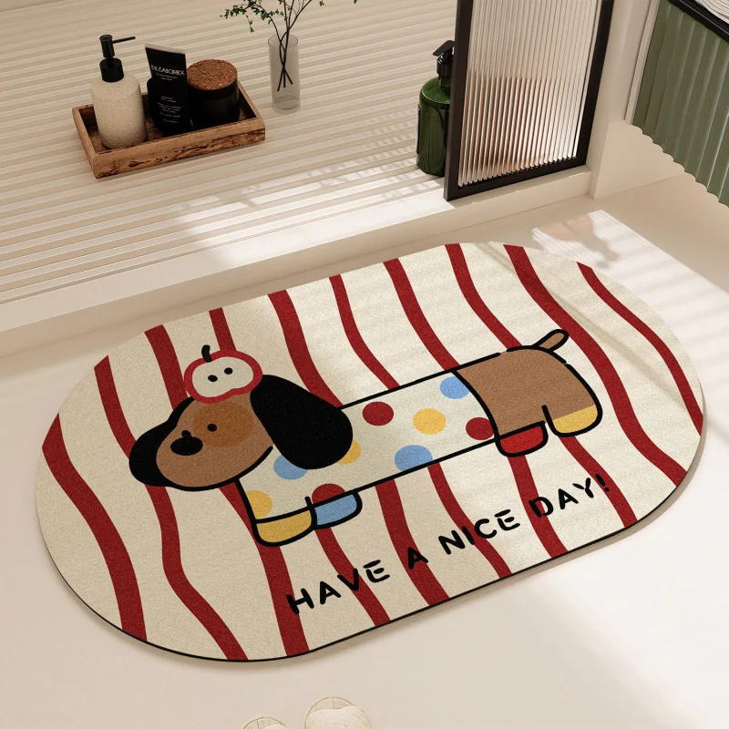 

Luxury Household Bathroom Mat Fast Water Absorbing Non Slip Door Mat Cute Cartoon Toilet Floor Cushion