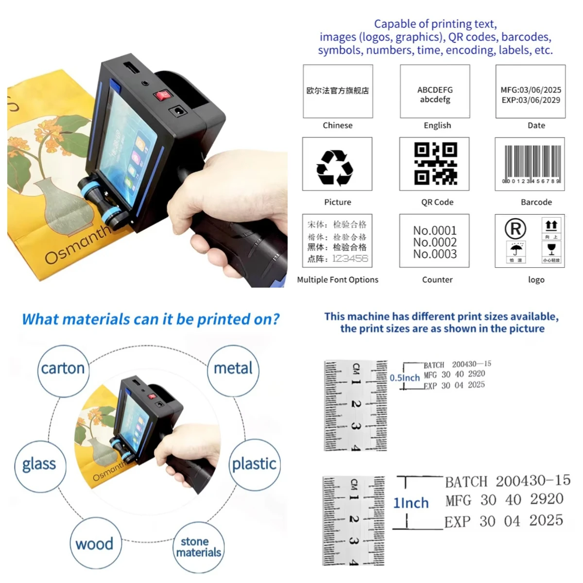 

New Arrival Handheld Inkjet Production Printer Intelligent Coding Machine Production Date Price Tag Number Digital Graphics Logo