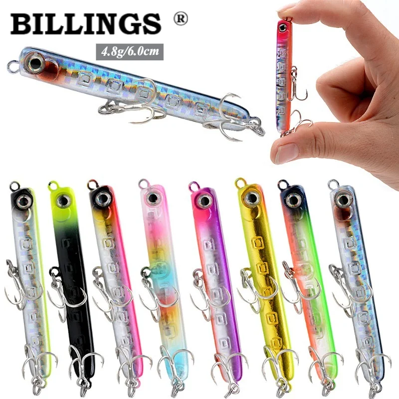 BILLINGS 1 Stück sinkender Bleistift-Köder, schlankes Design, 4,8 g/6,0 cm, sinkender Mini-3D-Realistischer Hartköder mit voller Wassersäule