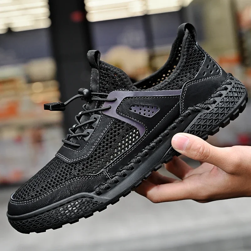 Men Sneakers 2023 Breathable Mesh Summer Loaferss Fashion Lightweight Soft Soled Shoes Summer Outdoor Sports Fitness Big Size