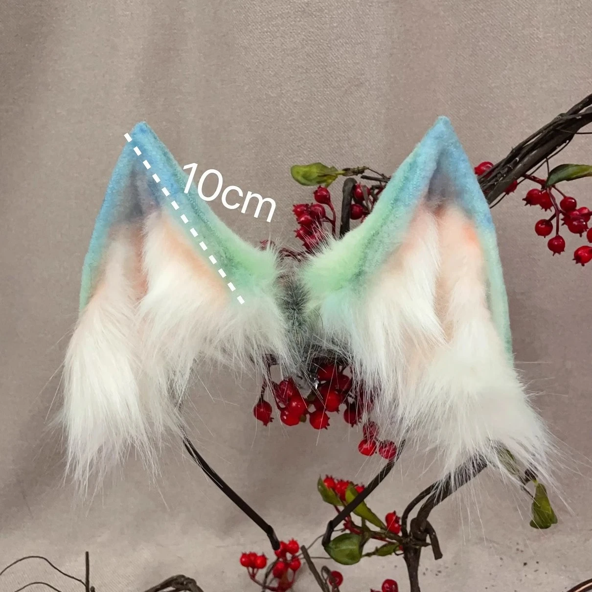 Neue handgemachte Arbeit Halloween Biqiong Wolf Ohren Hairhoop Schwanz Set Anime DIY Kostüm Zubehör nach Maß Kopfbedeckung
