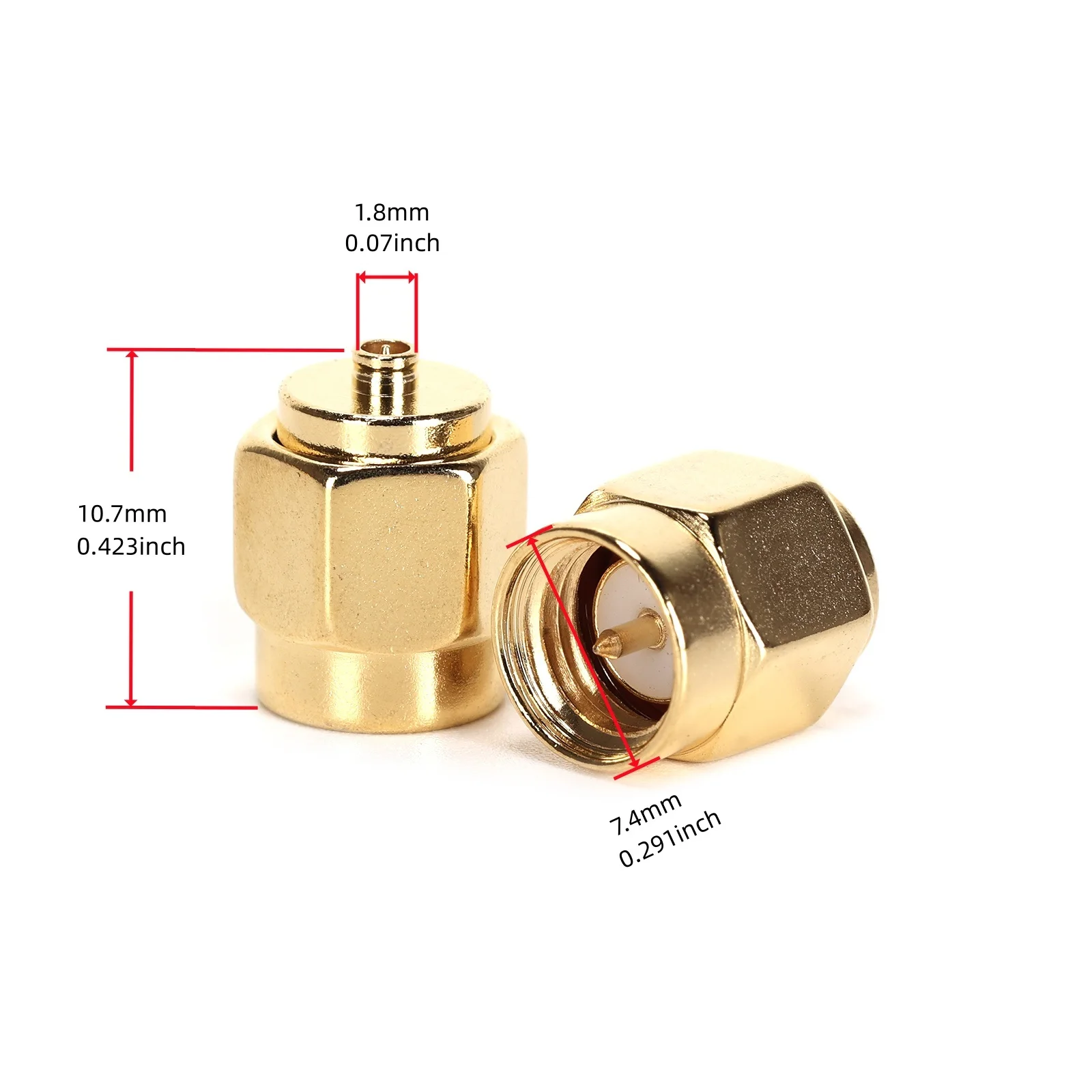 4PCS Brass Coaxial Straight Connector SMA to U.FL/IPX Dual Male (50 Ohm) for PCI/RF Antennas/Wireless LAN Devices/Coaxial Cable