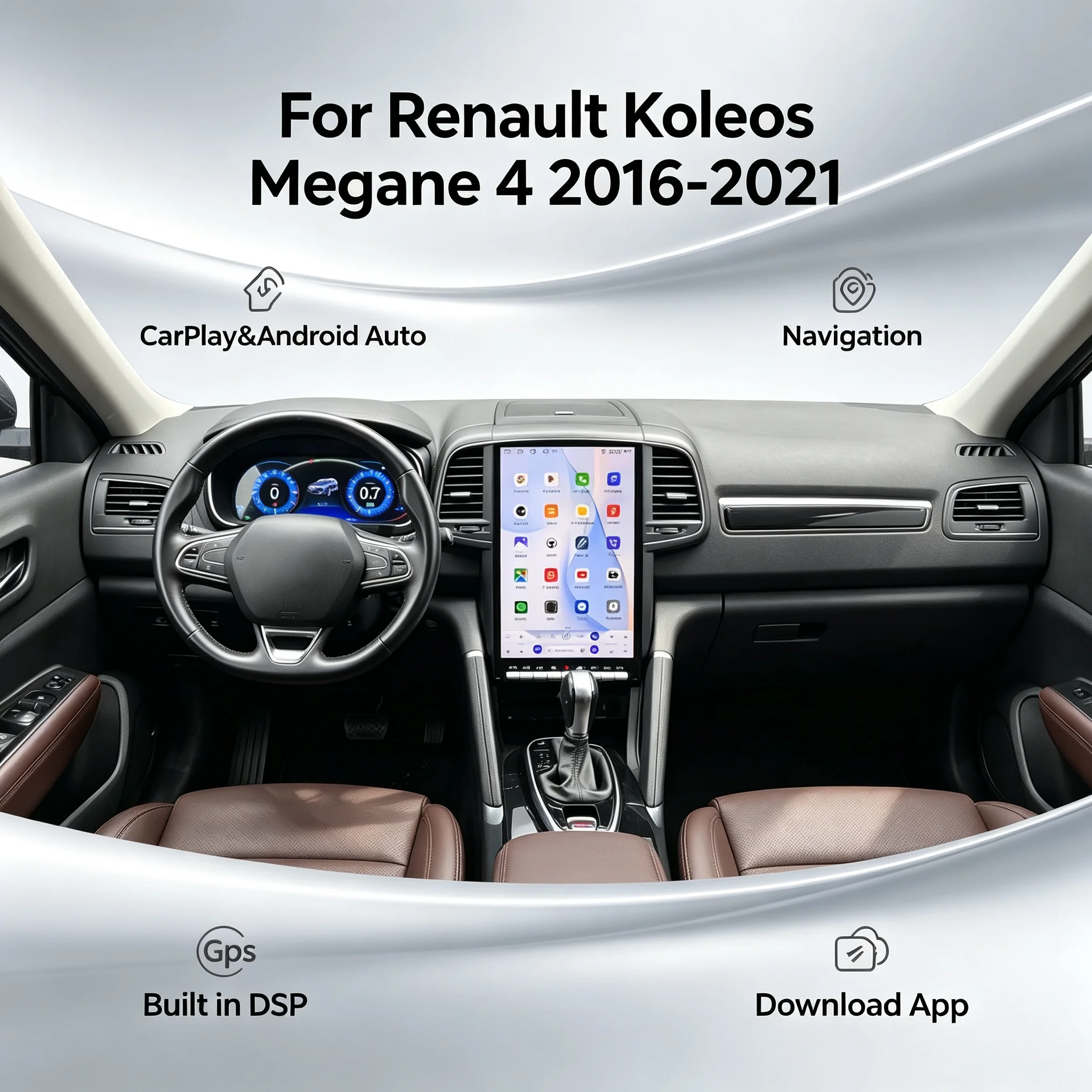 14.5 Inch Android 15 Carplay Radio Screen For Renault Koleos Megane 4 2016-2021 Car Radio Multimedia Video Player GPS Headunit