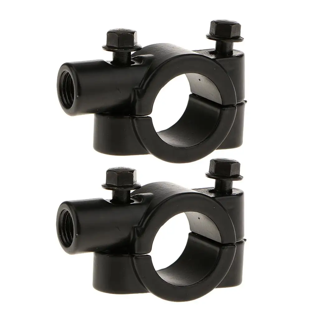 2x Motorcycle Motorbike 7/8'' Handlebar Mirror Mounting Clamp Bracket Clip Holder Black image 3