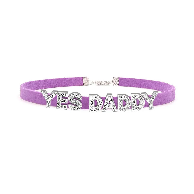 Sexy Rhinestone Letters YES DADDY Choker Necklace Women Lovers Goth Chocker Collar Cosplay Adult Game Personalized Jewelry