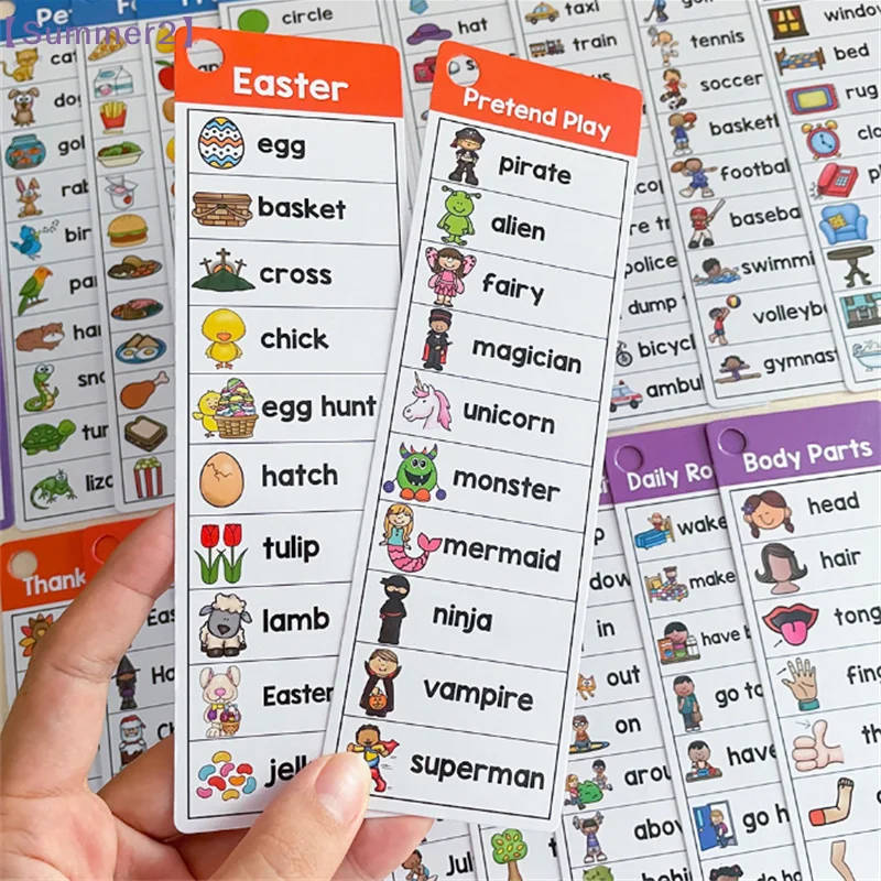 Kindergarten Primary School English Vocabulary Season Weather Animal Daily Character Vocabulary Flashcard Teaching Aids〔Sum2〕
