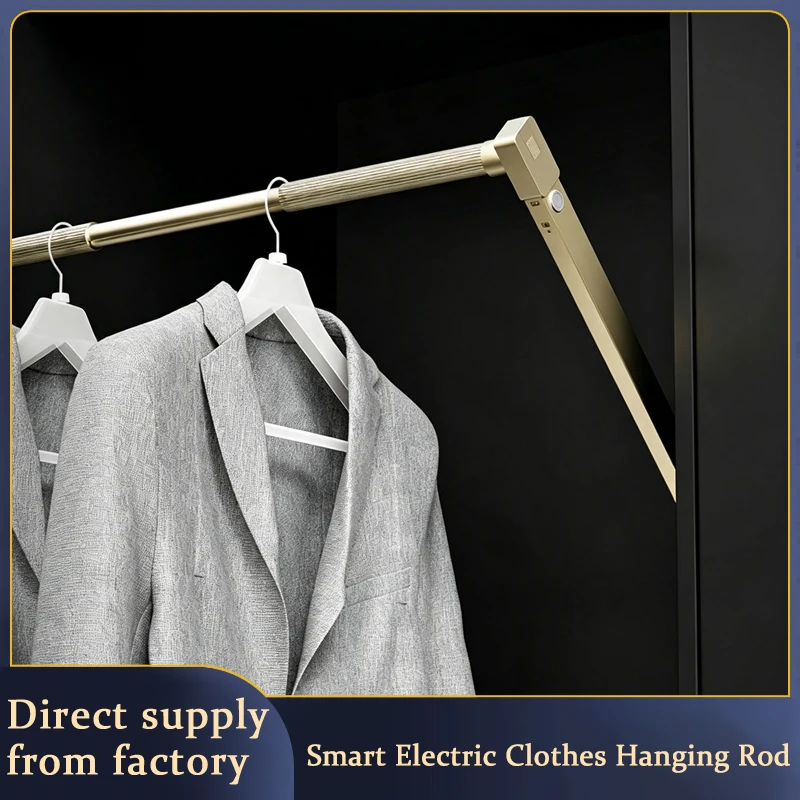 Intelligent Automatic Premium Electric Lift Hanger For Wardrobe Closet Pull Down Telescopic Rod Voice Remote Control Auto Up