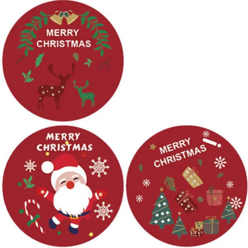 عيد ميلاد سعيد هدية ملصقات الزخرفية جولة شكرا لك تسميات اليدوية الحلوى البسكويت حزمة عيد الميلاد ملصق