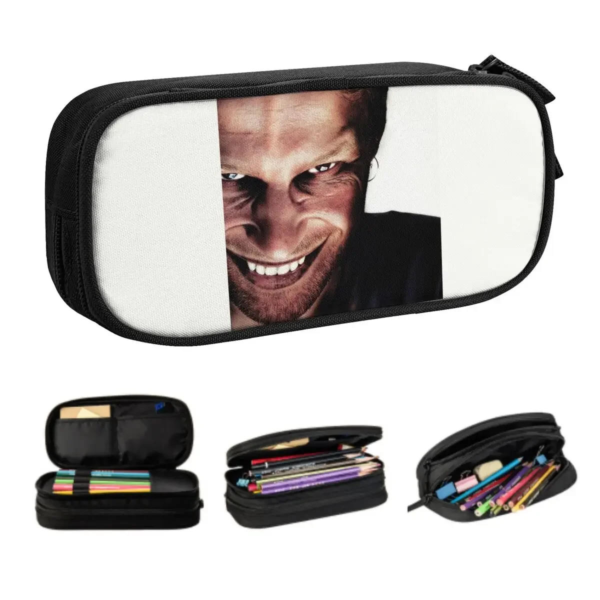 Custom Korean Aphex Twin Pencil Case for Boys Gilrs Large Storage Pen Bag Box School Supplies