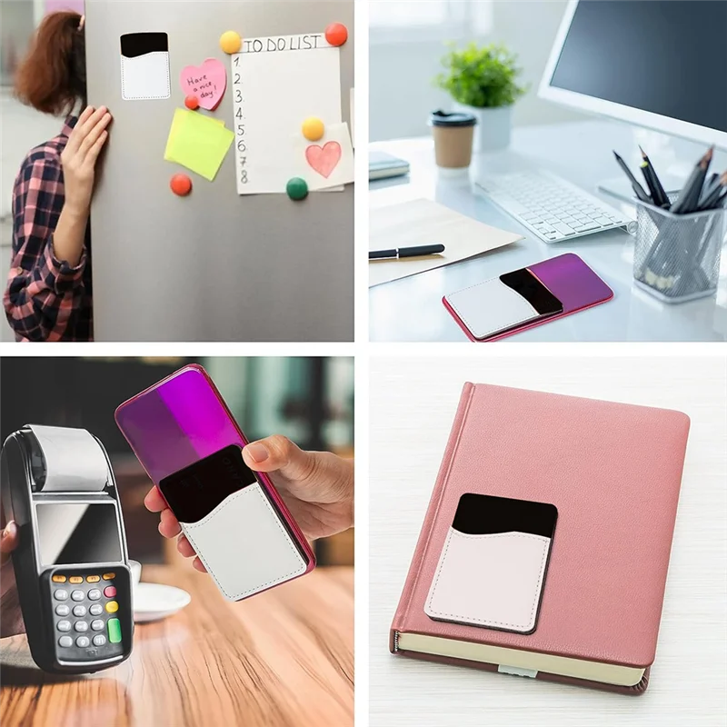 10 قطع من محفظة الهاتف الفراغات التسامي - حامل بطاقات من الجلد الصناعي لجزء الخلفي من عصا الهاتف، فراغات ذاتية الصنع لمشاريع الفينيل