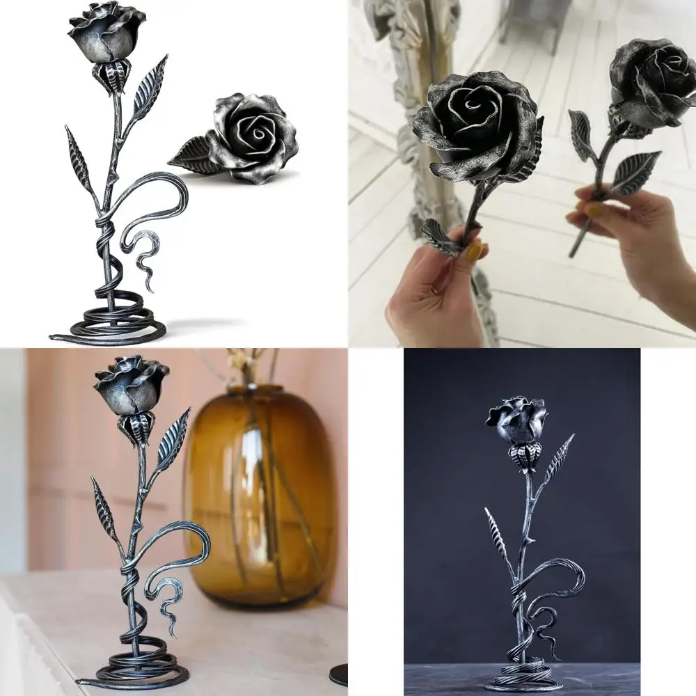 

Handcrafted Iron Roses - 6th or 11th Anniversary Gift for Wife - Metal Flower with Stand - Long-Lasting Wedding Decor
