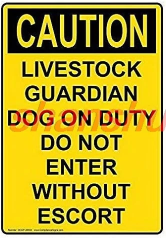 shan aution Livestock Guardian Dog On Duty Sign Funny Yard Sign Outdoors Warning Signs Tin Plate Poster 8