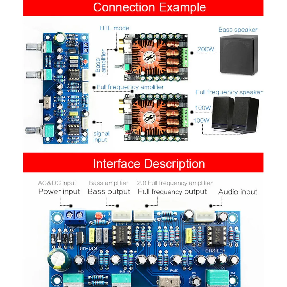 2.1 Channel Subwoofer Preamp Board Amplifier Board Low Pass Filter Bass Preamplifier(Finished Product)