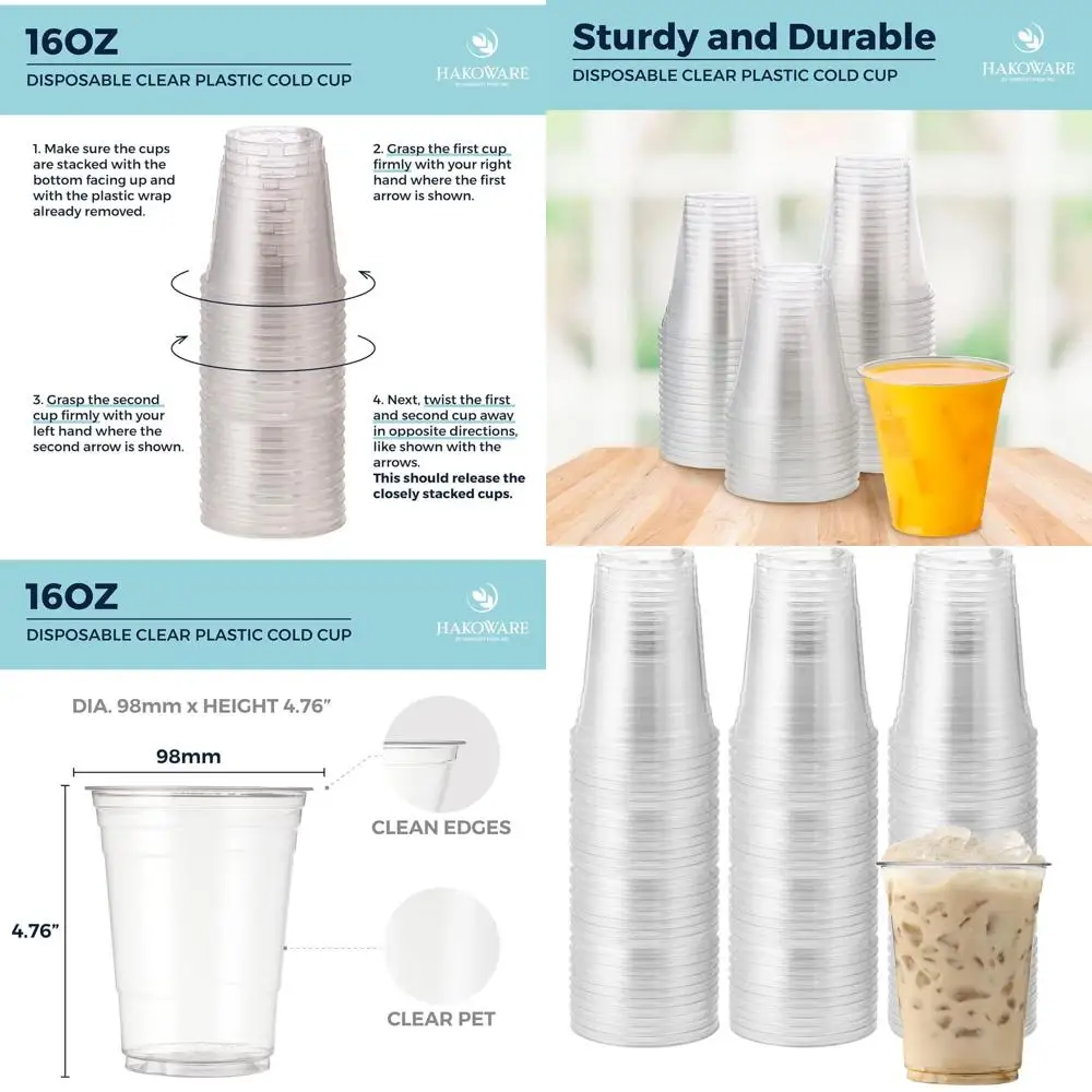 

Прозрачные пластиковые стаканы для холодных напитков, 16 унций, одноразовые, для свадеб и вечеринок, идеально подходят для кофе со льдом и соков.