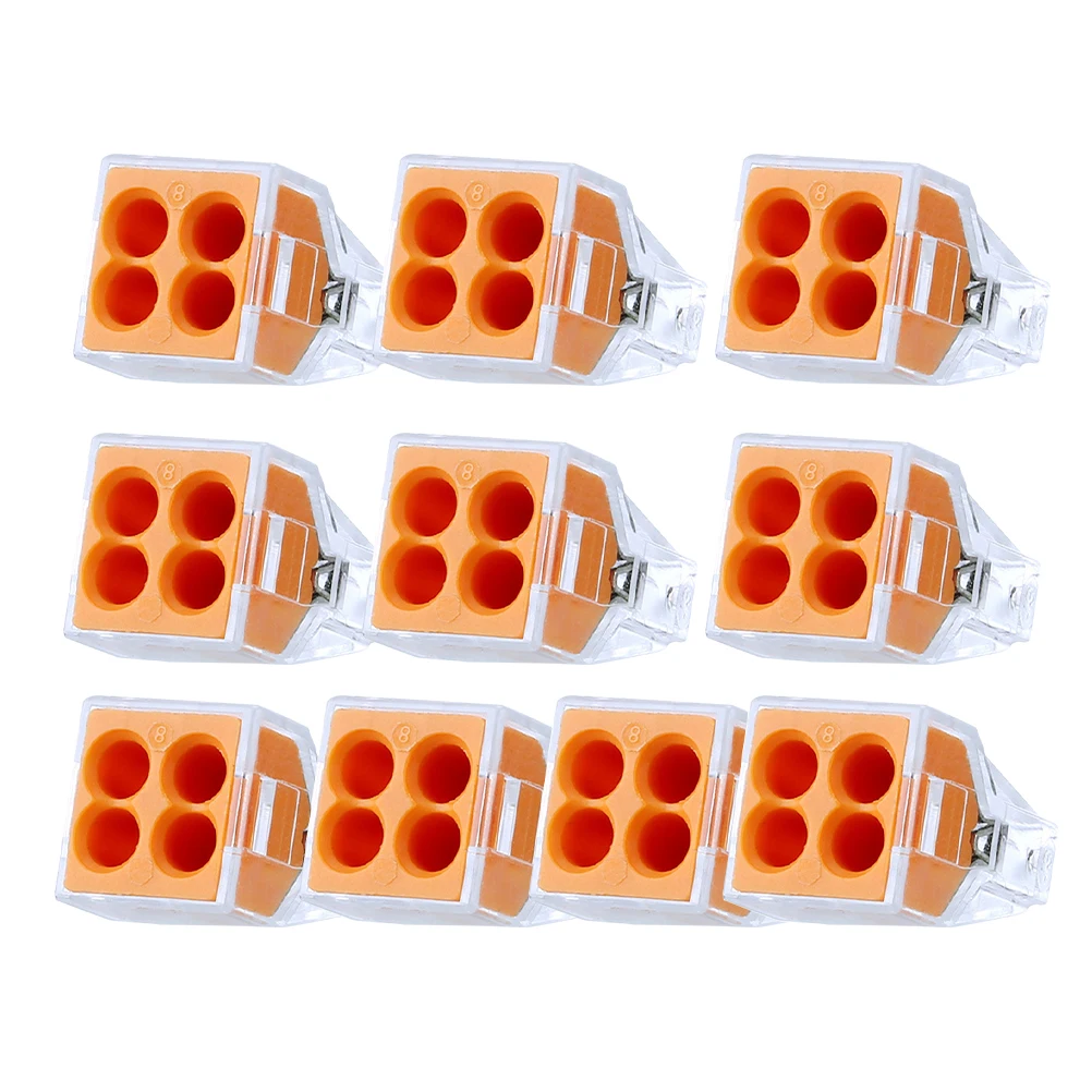 

10pcs Push Wire Connector Terminal Blocks Easy Install Electrical Wire Connectors Orange Color Widely Used Electronics