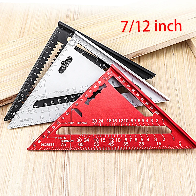 Aluminum Alloy Triangle Ruler Woodworking Carpenter Measuring Gauging Tools Precision Marker Angle Ruler Metric and Inches Gauge