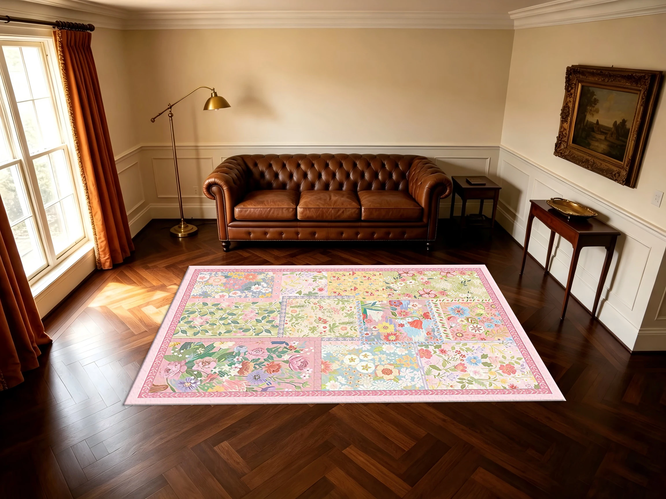 Boho Patchwork Floral Area Rug Soft Non‑Slip Carpet for Living Room Bedroom Kids Room Home Decor