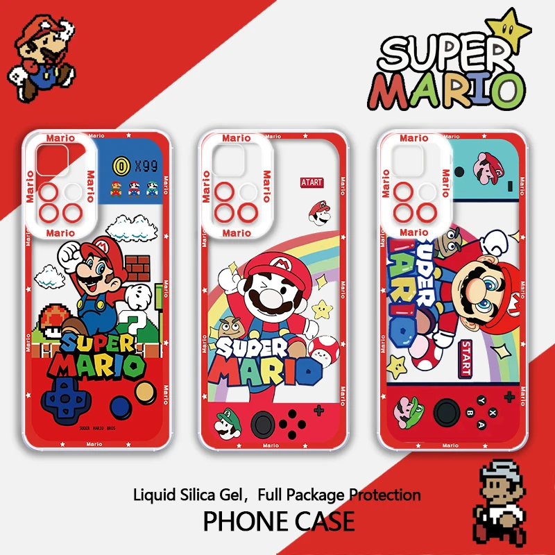 Game Supers M-Marios Cartoon For Xiaomi Mi Poco X5 X4 X3 M4 M3 F3 GT Pro NFC 11T 11 Lite 5G Angel Eyes Phone Case Transparent