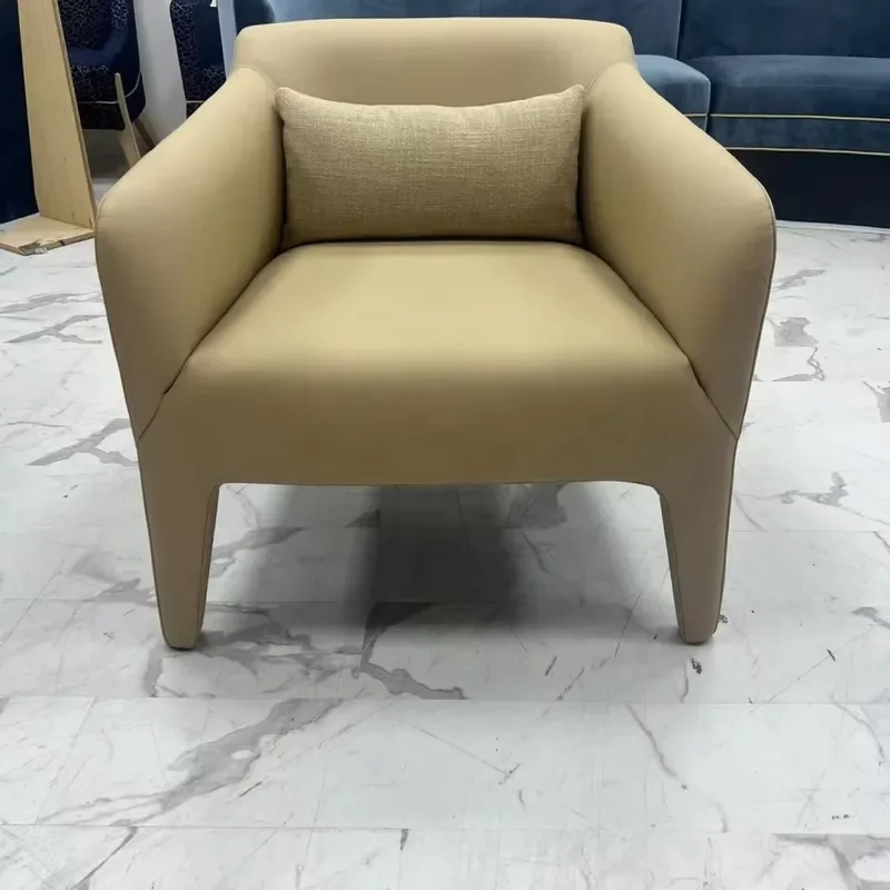 Fully leather upholstered convertible leisure armchair for living rooms, apartments and hotels