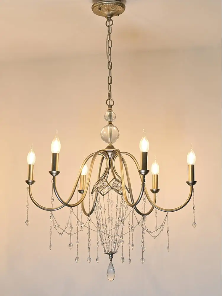 

American Parlor antique bronze Crystal Chandelier led lustre Lighting for Living Room Dinging Room deco LED Candle Hanging Lamp