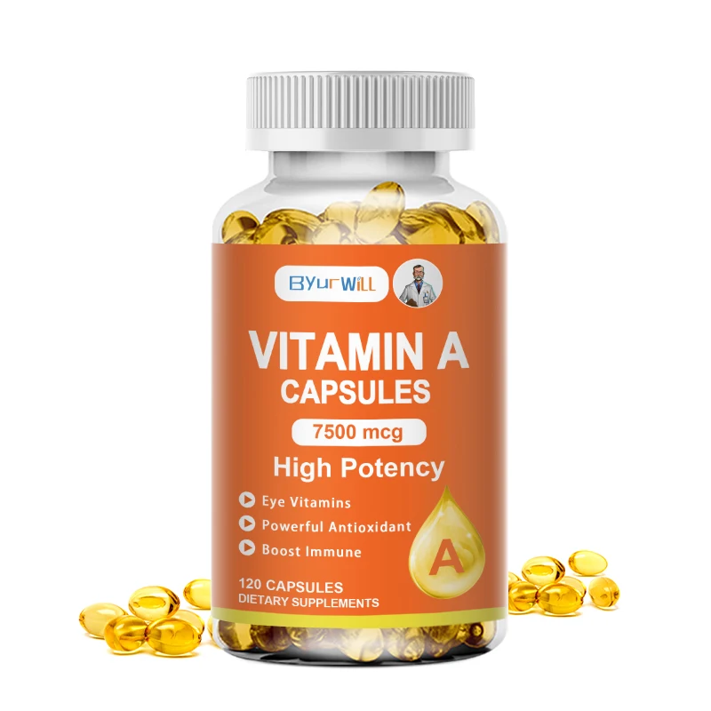 ByurWill Eyes Vitamin A Supplement , 7500mcg, Improve Vision, Resist Fatigue Improve Eyes Clarity Promote Growth and Development