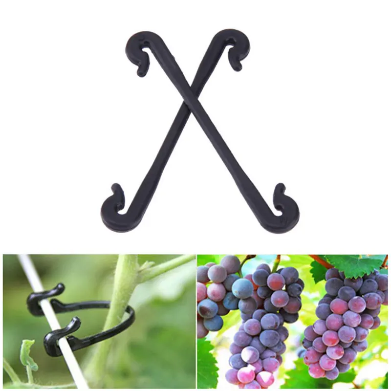 100/200pcs Vines Fastener PlasticTied Buckle Hooks Gardening Grape Support Vegetable Strapping Clips Fixed Hook Plant Holder